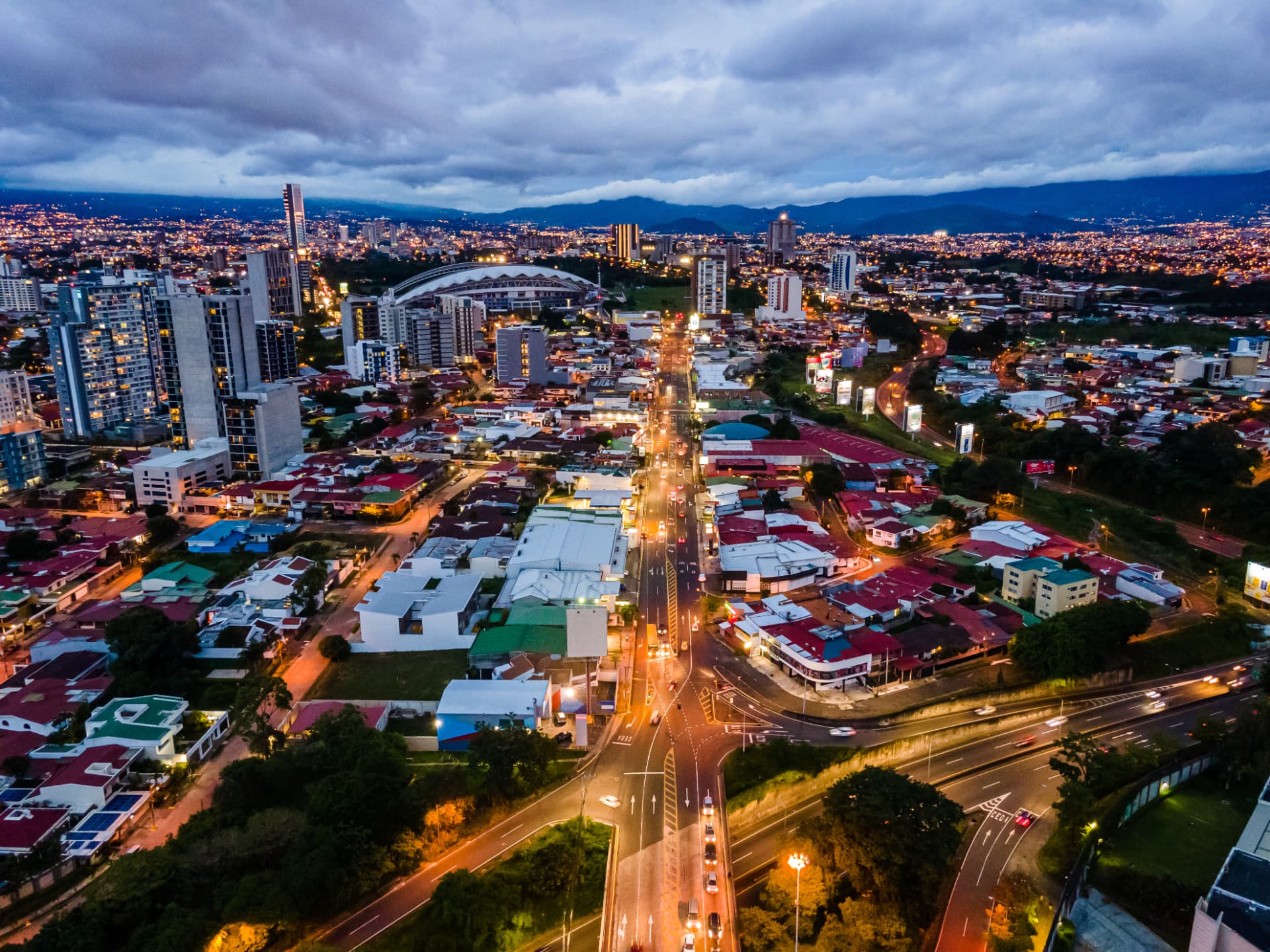 San José, Costa Rica al atardecer